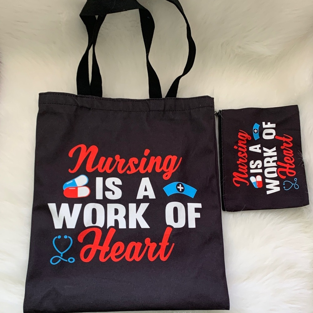 Nursing Themed Black and Red Tote Bag